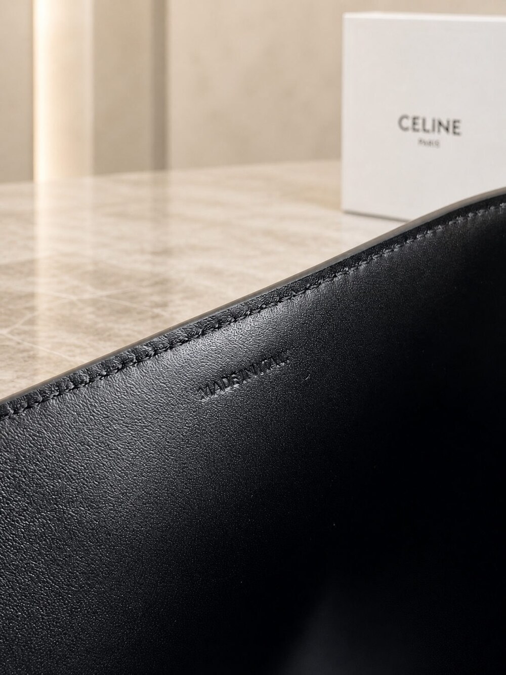 Celine Louise Medium Black Smooth Calfskin Bucket Shoulder Bag - Picture 9 of 9